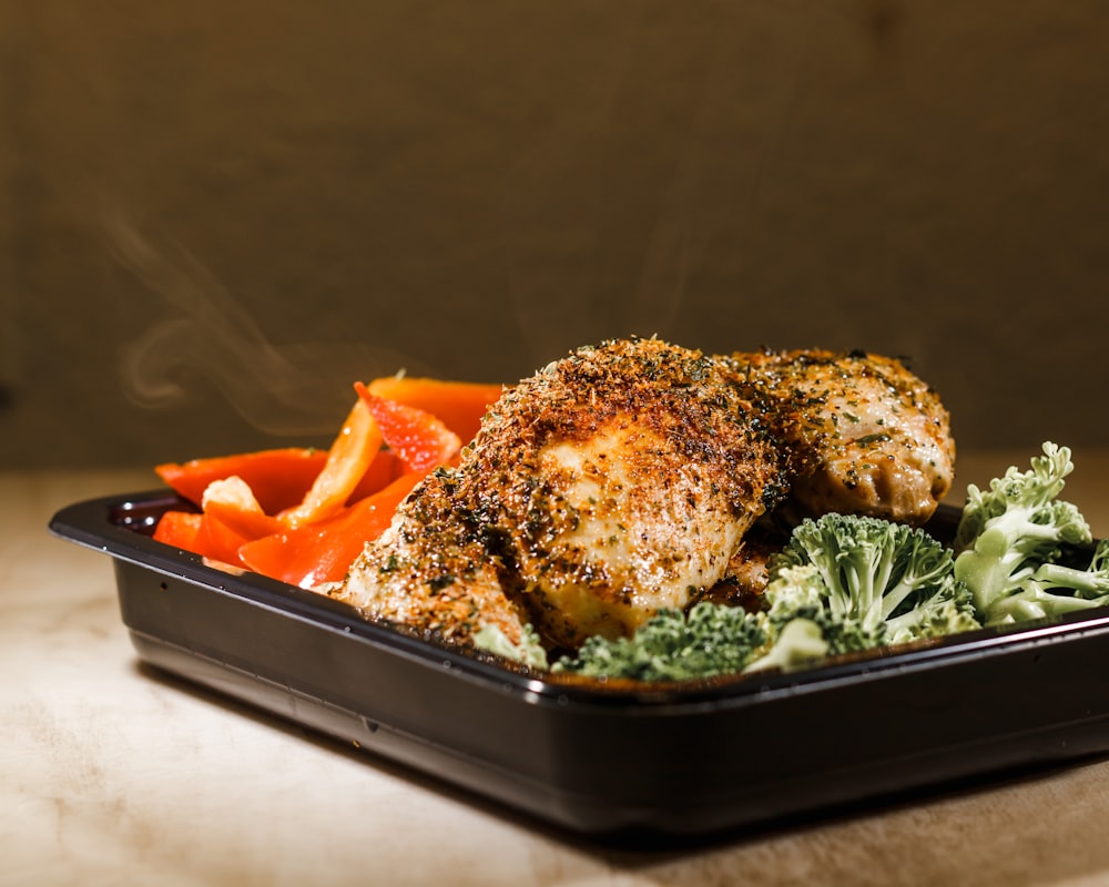 Herb-crusted chicken breast with roasted root vegetables